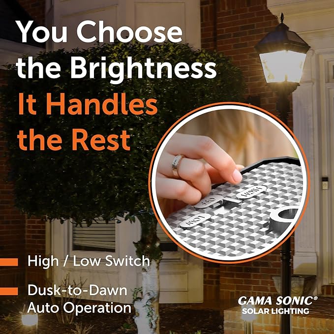 Gama Sonic Imperial Bulb V2 Outdoor Solar Lamp Post Light, Black Aluminum, Single Lamp with 3-inch Fitter for Posts or Pier Mount (Sold Separately), Warm White 2700K,