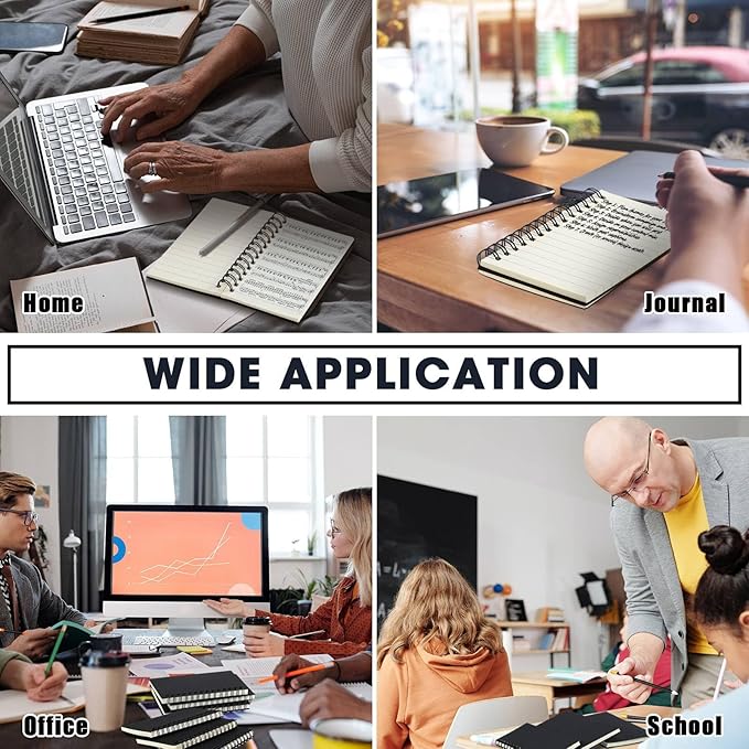 Jutom 150 Pcs Small Spiral Notebooks Memo Pads 3x5 Bulk Small Pocket Notebooks Mini Notepads with Lined Pages Mini Journals for Office Back to School Work Writing Supplies, 120 Pages (Black)