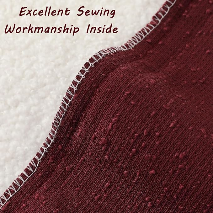 FUTEI Pack of 2 Burgundy Decorative Throw Pillow Covers 20x20 Inch Soft Cozy Solid Boucle Textured Cushion Case,Modern Home Decor for Couch Bed Living Room