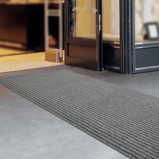 iCustomRug Spartan Weather Warrior Indoor/Outdoor Utility Berber Loop Carpet Runner with Non-Slip Thermoplastic Rubber Backing, 4ft X 28ft in Grey