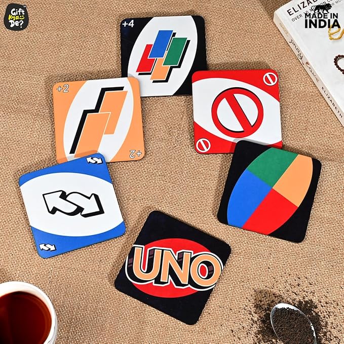 GKD Wooden Coasters for Drinks, MDF Wooden Coasters Set of 6 with Holder, 3.8 inches Eco-Friendly Absorbent Coaster for Coffee Table, Farmhouse, Office, Bar, Drinking Glasses, Tabletop Protection