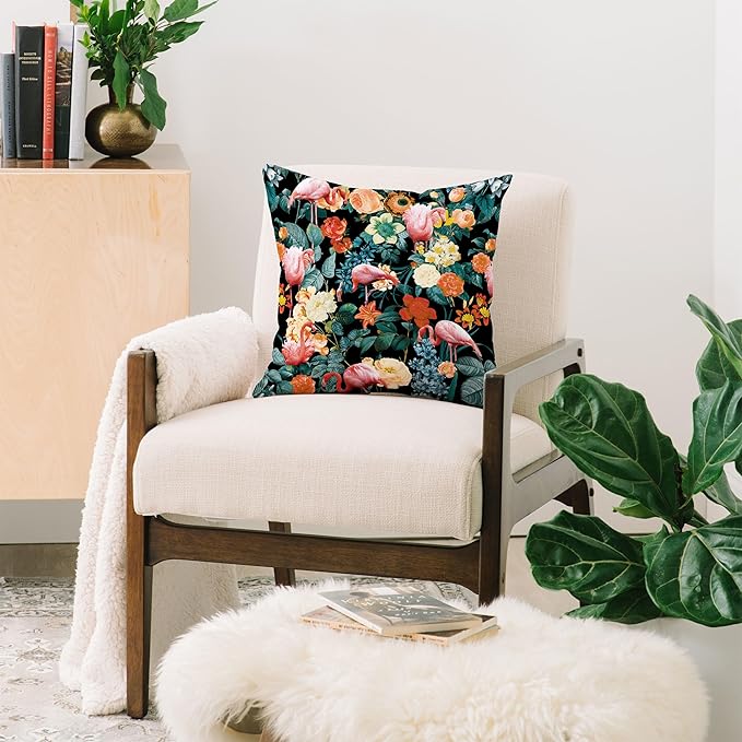 Society6 Floral and Flamingo II Throw Pillow Insert-Home Decor by Burcu Korkmazyurek, 18" x 18"