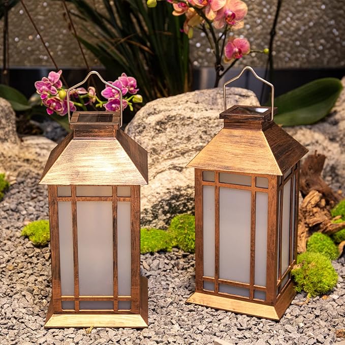 Afirst Solar Lantern Outdoor, Hanging Lights Decorative Outdoor Lighting Waterproof Umbrella Lights for Patio Garden, Table,Party Decor, 2 Pack