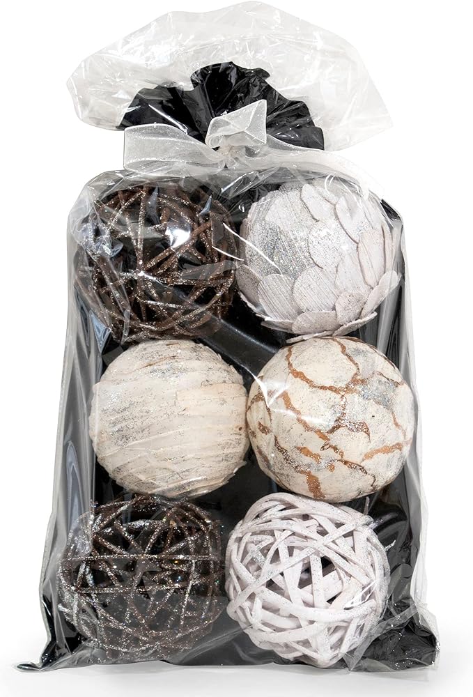 White Glitter Decorative Balls Vase & Bowl Fillers Decorative Balls | Home Decor Orbs (Sparkling White)