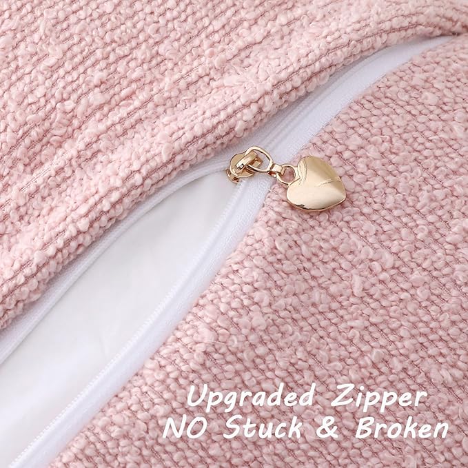 FUTEI Pack of 2 Pink Decorative Throw Pillow Covers 16x16 Inch Soft Cozy Solid Boucle Textured Cushion Case,Modern Home Decor for Couch Bed Living Room