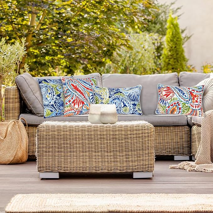 JMGBird Outdoor Pillows Waterproof Set of 2 Outdoor Throw Pillows with Insert Included 18×18 Inch Outdoor Pillow for Patio Furniture