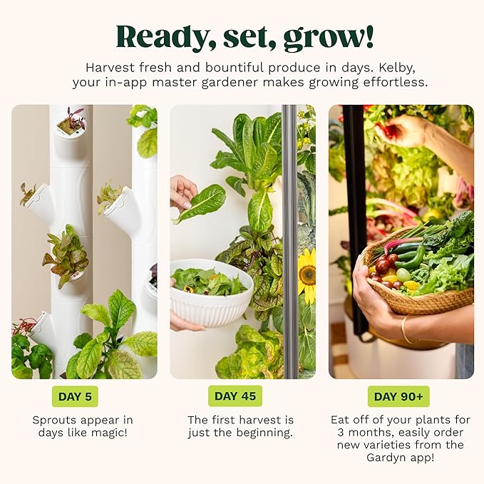 New & Improved! Gardyn Studio 2 Hydroponics Growing System - 16 Non-GMO Plants, Herbs, Vegetables - Smart Tower - Hydroponic Herb Garden Planter Indoor Kit - Indoor Gardening System w/Grow Lights