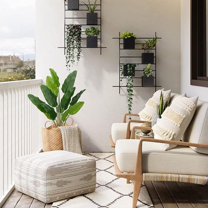 Hollyone 2pcs Large Artificial Bird of Paradise Plant in Pot, 30" Fake Palm Tropical Ferns Potted Plants, 2.6ft Faux Plantain Banana Leaf Plant for Indoor Outdoor Home Garden Decoration