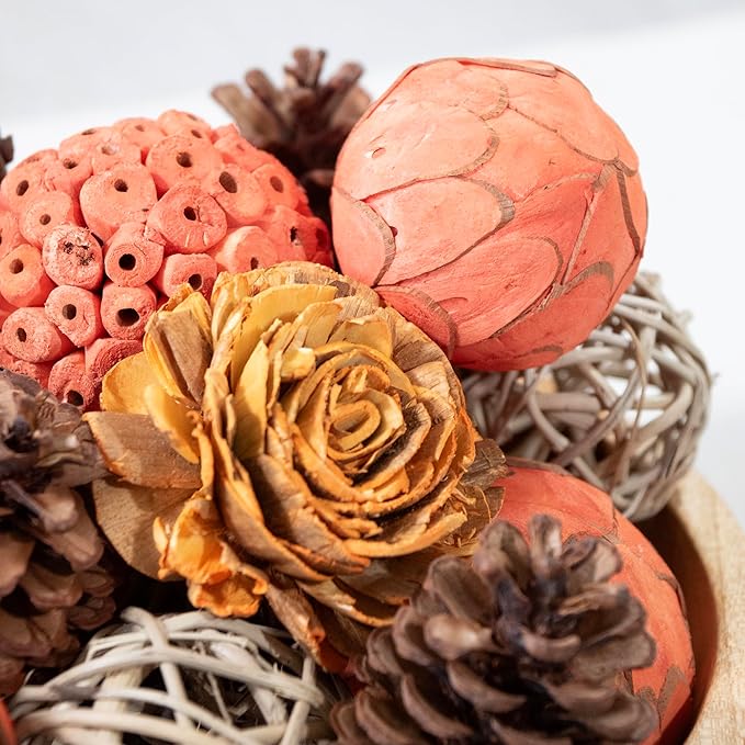 Natural Tones Vase & Bowl Fillers Decorative Balls | Home Decor (Autumn Orange)