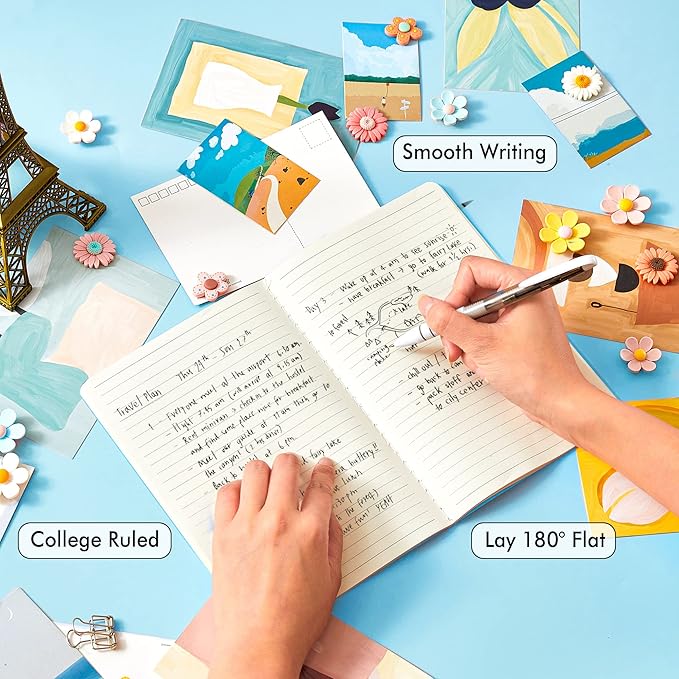 8 Pack Soft Cover Journal Bulk, Feela Notebooks College Ruled for Work, Lined Travel Journal for Women Men, Note Taking Notebook School Supplies Business Writing, 8.2” x 5.5”, A5, Light Blue