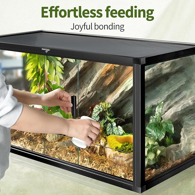 68 Gallon Reptile Tank, Large Terrarium for Bearded Dragons, Snakes, Leopard Geckos, Sliding Door & Top Ventilation, 48" x 18" x 18" Easy-to-Maintain Reptile Enclosure