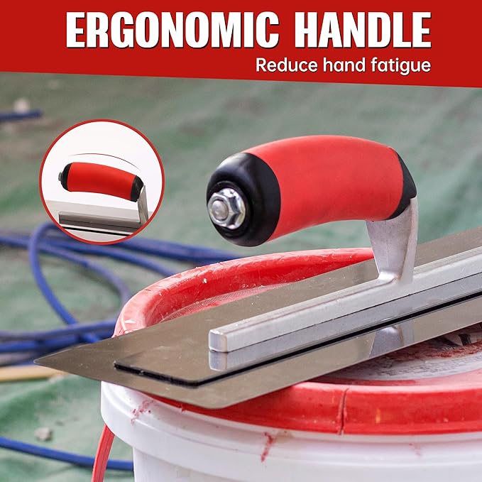 Professional Drywall Finish Trowel - 13.7x4.1 Inch Stainless Steel Blade with Ergonomic Grip, Flawless Smoothing, Precision Edging & Durability for Contractors & DIY Projects