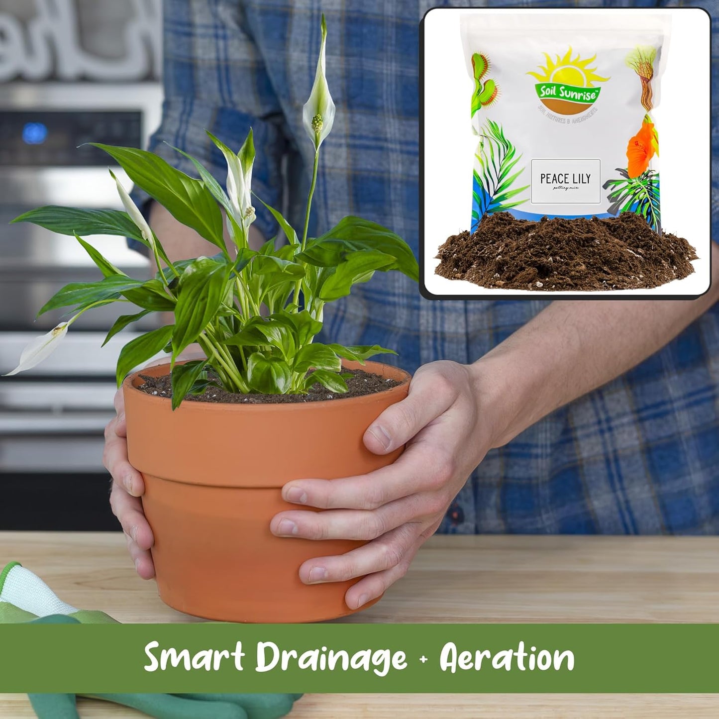 Peace Lily Potting Soil Mix (8 Quarts), for Planting, Growing, or Repotting Peace Lily Plants