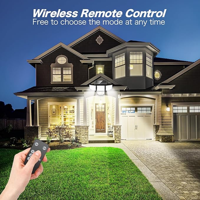 3000LM Outdoor Solar Light - Upgrade 4 Heads 188 LED Solar Motion Sensor Outdoor Lights, IP65 Waterproof Powered Light for Home Darkroom Backyard