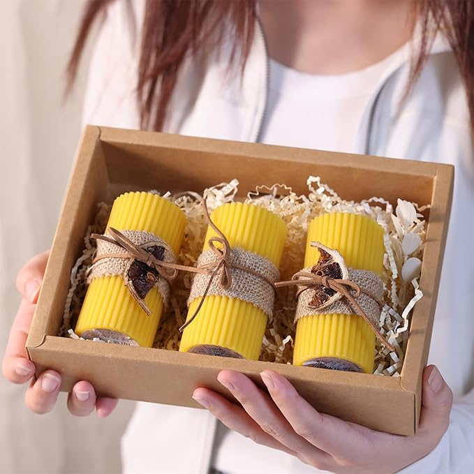 6 Pack Pure Beeswax Pillar Candles Bulk-210 Hours, Organic Bees Wax Candles for Home Decor-2x4 Inch, Unscented Natural Bees Wax Pillar Bulk Candles for Relaxing, Wedding, Party