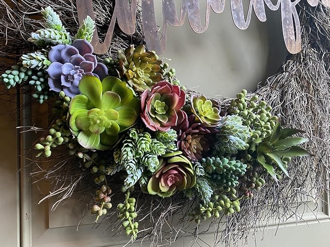 DECOROUS Artificial Succulents Plants Unpotted -14 Pack– Large Fake Succulent Plant Indoor Outdoors – Realistic Faux Cactus Suculentas Bulk for Home DIY Décor – Small Desert Plastic Cacti Succulants