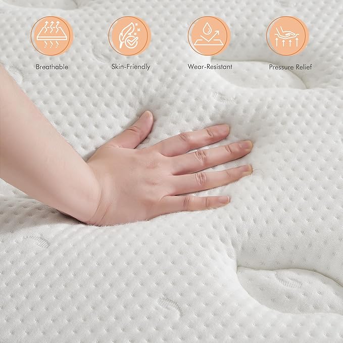 14 Inch Queen Size Hybrid Mattress – Medium Firm Euro Top Gel Memory Foam Mattress in a Box with Pocket Springs, CertiPUR-US Certified, Balanced Support & Pressure Relief