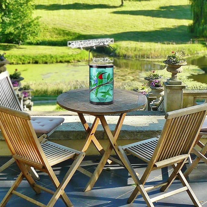 Afirst Hanging Solar Lantern Outdoor Bird Glass Lights Waterproof LED Lamp for Garden Yard Tree Desk Decor