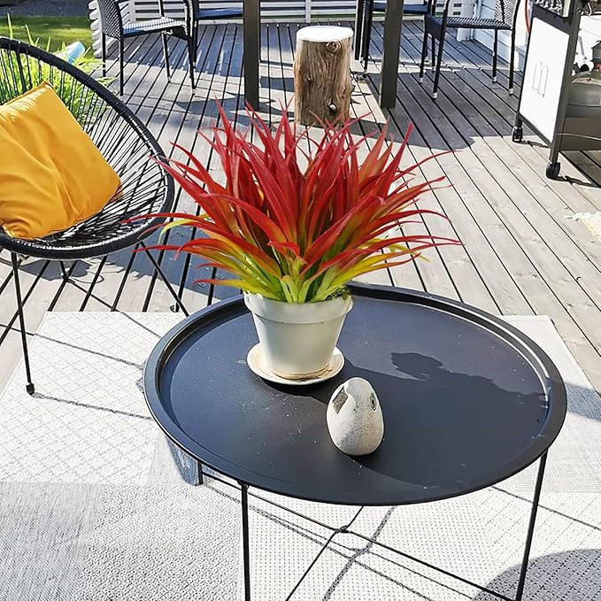 24Pcs Artificial Grass Plant Fake Outdoor Plastic Plants UV Resistant Faux Grasses Greenery Shrubs for Window Box Garden Patio Porch Home Decor Rose Red