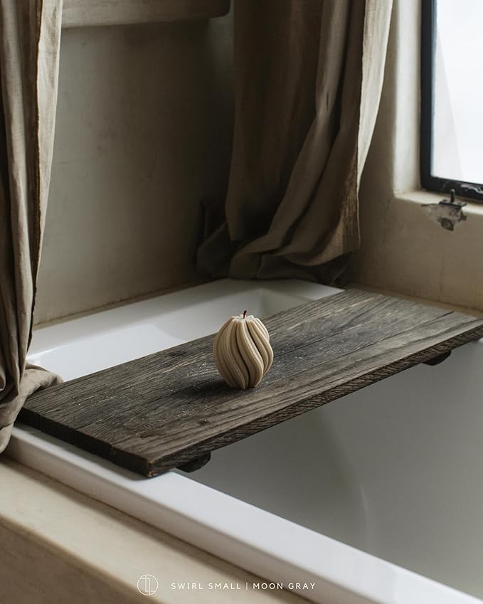 LAWA Swirl Candle - Beautiful Handmade Pillar Scented Soy Wax Twirl Elegant Bubble Aesthetic Candle Housewarming Gift Home Room Shelf Decor Idea Spiral Moon Gray (Small)