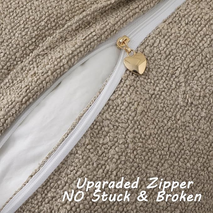 FUTEI Pack of 2 Oatmeal Decorative Throw Pillow Covers 20x20 Inch Soft Cozy Solid Boucle Textured Cushion Case,Modern Home Decor for Couch Bed Living Room