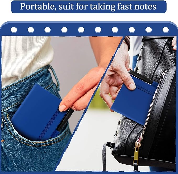 Laumoi 36 Sets Pocket Notebook Journals with Pens A6 Cute Small Journal Notebook Ruled Lined Mini Notepad Hardcover Executive Notebooks Set with Pen Holder for School Office, 3.7 x 5.7 Inch (Royal)