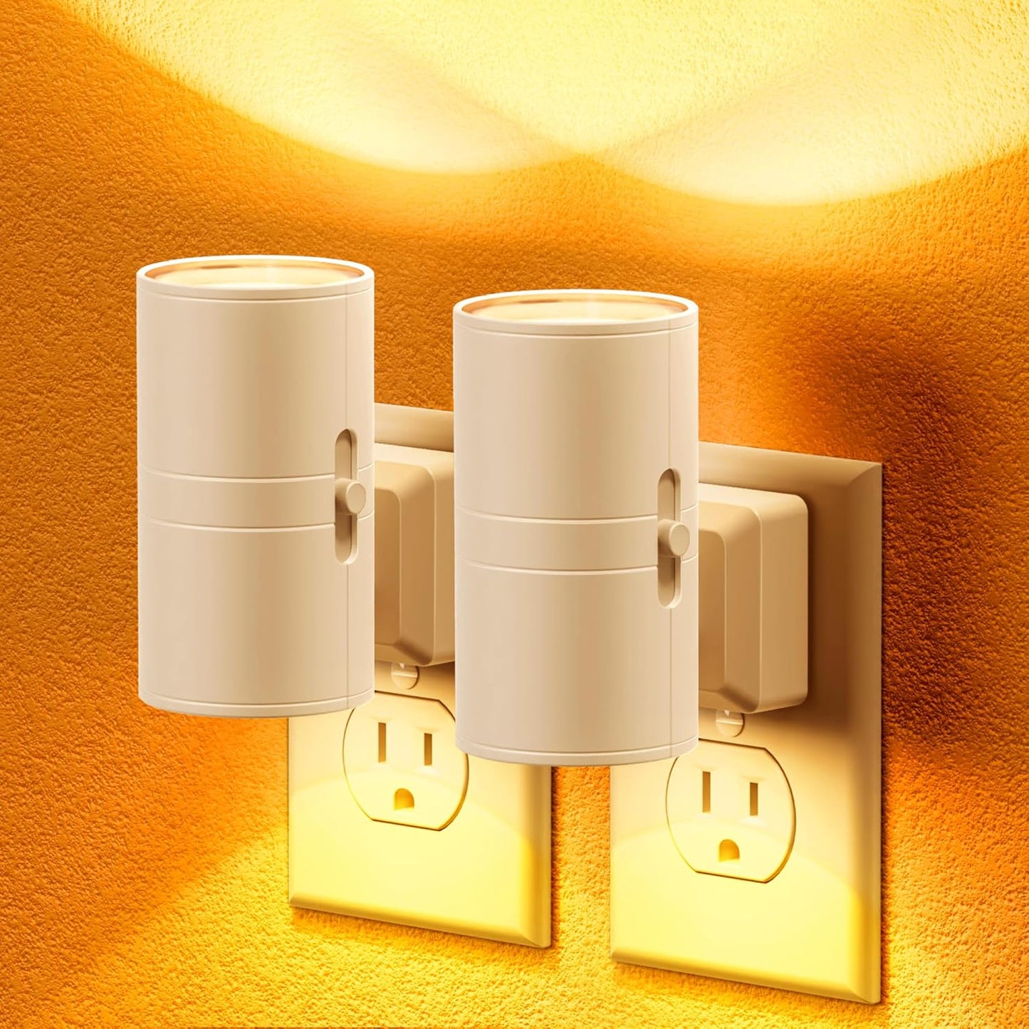 Amber Night Lights Plug into Wall, Dimmable Night Light Plug in, Modern Night Lights Auto On/Off, Amber Night Light 2000K, 0-100LM Adjustable Brightness Nightlight for Hallway Bedroom, 2 Pack