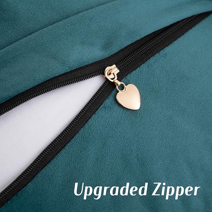 FUTEI Teal Chenille Throw Pillow Covers 12x20 Inch Set of 2,Soft Cozy Bound Edge Design Lumbar Pillow Cases,Home Decor for Couch Bed Living Room