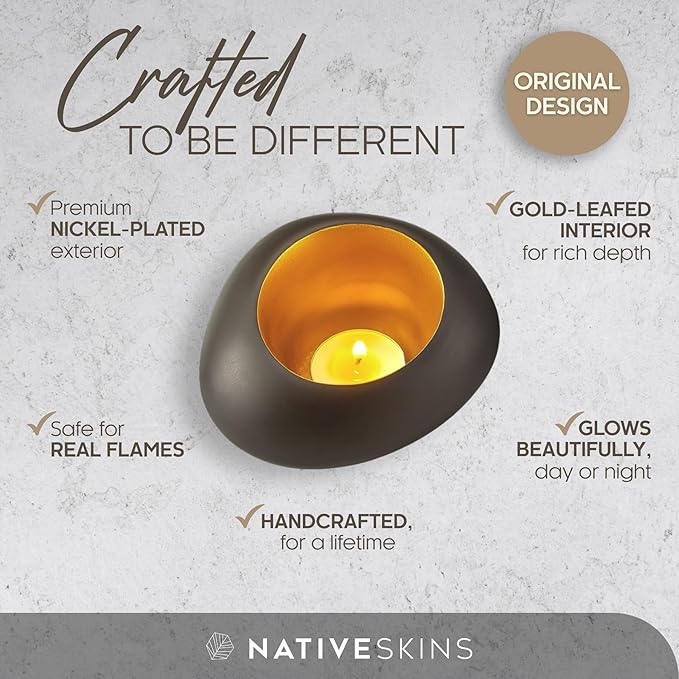 NativeSkins Tealight Holders - Glow Stones Set of 4 - Decorative Votive Candle Holders for Table Centerpiece, Tea Light Candle Display