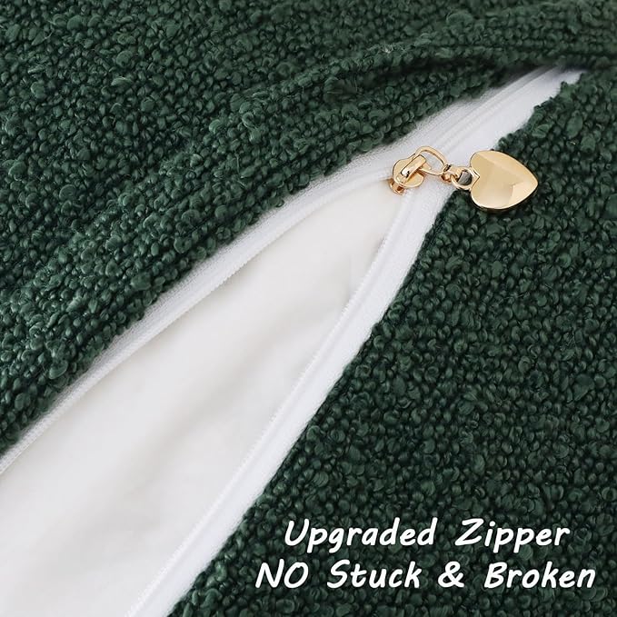 FUTEI Pack of 2 Dark Green Decorative Throw Pillow Covers 16x16 Inch Soft Cozy Solid Boucle Textured Cushion Case,Modern Home Decor for Couch Bed Living Room