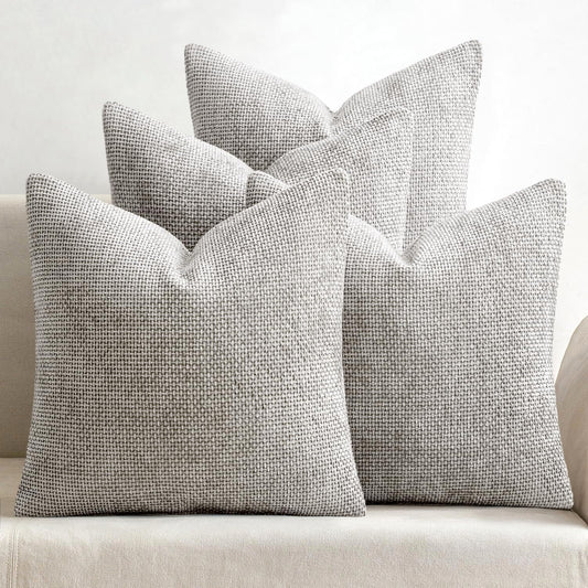 MIULEE Pack of 4 Couch Throw Pillow Covers 20x20 Inch Light Gray Soft Decorative Chenille Pillow Covers Farmhouse Accent Cushion Covers for Boho Home Decor Sofa Bedroom Living Room