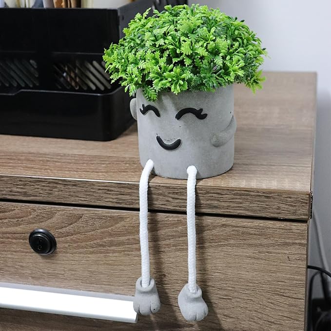 MAKHOT Set of 2 Artificial Succulent Plants in Pots, Fake Plant Faux Succulents Office Desk Decor, Mini Potted Succulents Coffee Table Decor for Women, Cute Decorations for Work Office SmallPlant