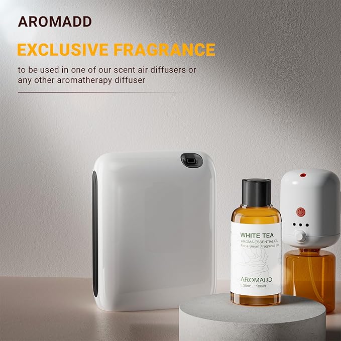 Aromadd Hotel Scents Diffuser Oil White Tea, Luxury Essential Oils for Waterless Diffuser, Aromatherapy Hotel Diffuser Oil for Home & Office, Long-Lasting - 3.38 fl oz (100 mL)