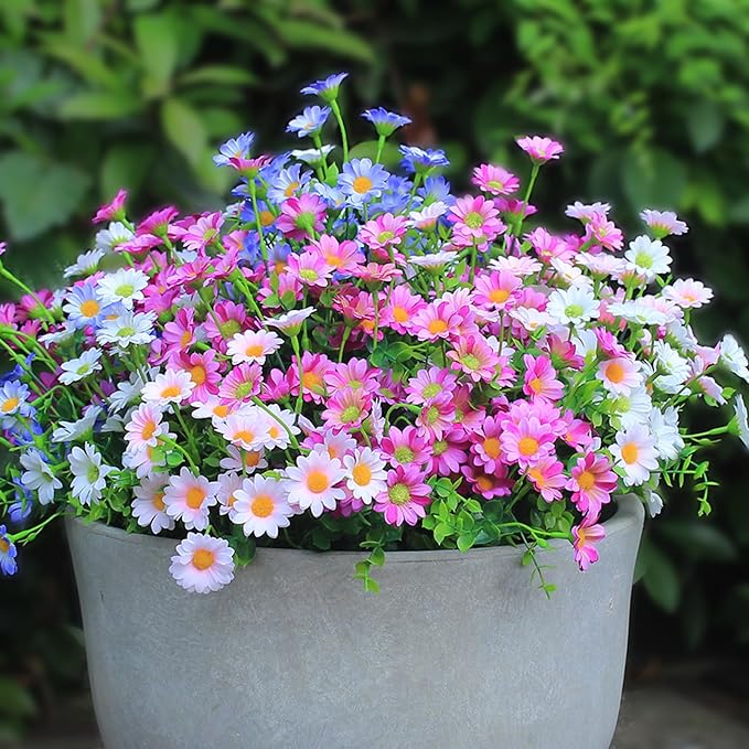 alyptus Enhance Your Outdoor Space Artificial Flowers & Plants 20 Bundles Anti-UV Simulated Flowers Lifelike Fake Silk Colorful Daisy Bulk for Spring Summer Decoration (20 Bundles 1#)