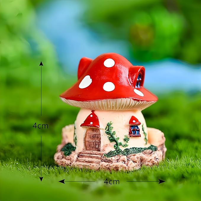 2PCS Mushroom House Decor - Resin Fairy Garden Accessories, Mini Fairy Garden Decor, Mushroom Figurines for DIY Fairy House Accessories.