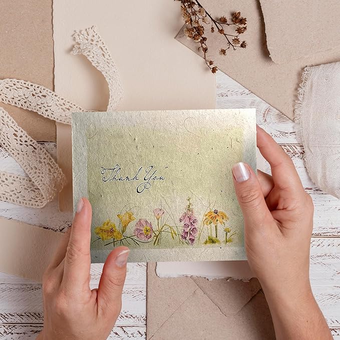 Thank You Set Greeting Card – Plantable Wildflower Seed Paper for Gifts, Special Events Like Mother's Day, and Other Milestone Celebrations