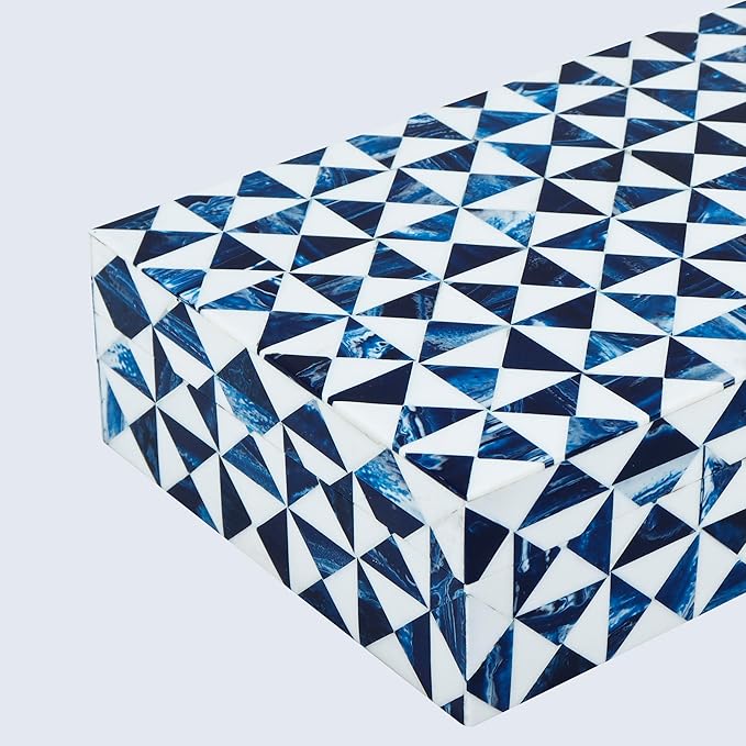 Handicrafts Home Handmade Marquet Indigo Collection Decorative Jewelry Box Organizer – Keepsakes, Trinkets, and Home Decor – Antique Coffee Table Storage, Memory Box, Farmhouse Style Decor, 10x6x2.5