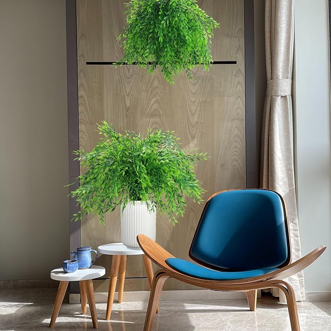 summer flower 8pcs Fake Plants Weeping Willow Artificial Greenery Stems Hanging Planter Faux Plant Indoor Home Bathroom Decor UV Resistant for Outdoor Shelf Garden Wall Front Porch Party Decorations