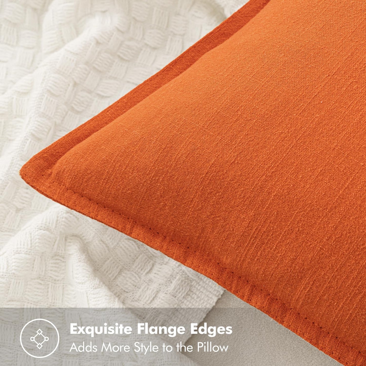 MIULEE Fall Decorative Linen Pillow Covers 18x18 Inch Orange Boho Farmhouse Neutral Couch Throw Pillows for Bed Pack of 2 Accent Modern Pillowcase Summer Sofa Livingroom Home Decor