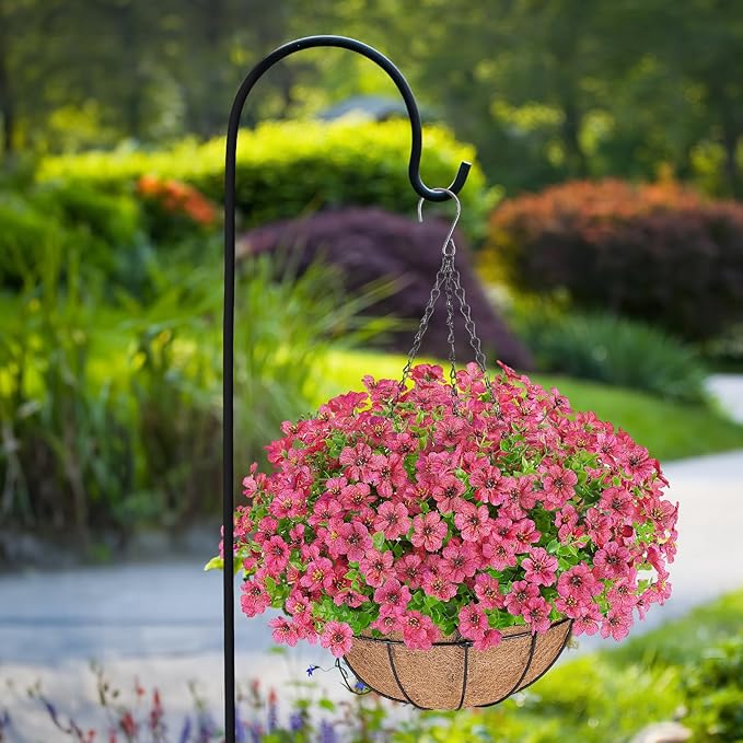 AGIRL Artificial Flowers Hanging Plants in Basket,Artificial Hanging Flowers for Outdoor Indoor Decor,UV Resistant Hanging Baskets with Fake Flowers for Patio Garden Porch Deck Decoration