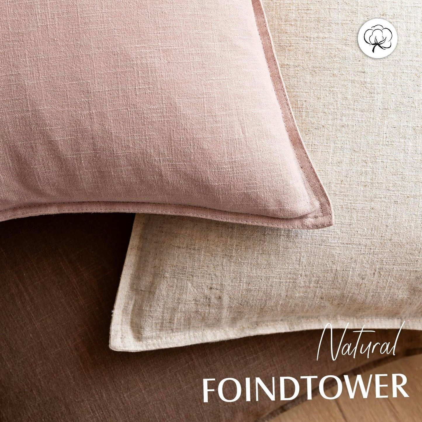 Foindtower Pack of 2, Decorative Linen Solid Throw Pillow Covers Soft Accent Lumbar Cushion Case Boho Farmhouse Pillowcase for Chair Couch Sofa Bedroom Living Room Home Decor 12 x 20 Inch Light Pink