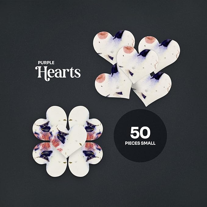 50 pcs Small Seed Paper – Purple Plantable Wildflower Hearts for Bridal Shower, Wedding Gift, Birthday, Mother's Day & Other Milestone Celebrations