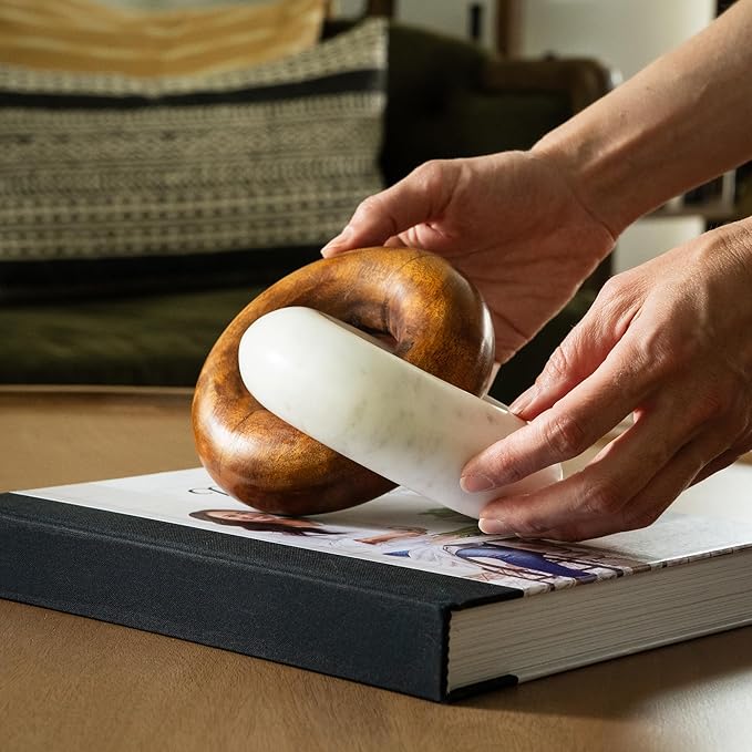 Cork & Mill Marble and Wood Knot Decor - Decorative Object for Shelves, Bookcase, Console, Mantel or Side Table - Entryway Decor Item - Coffee Table Centerpiece for Living Room - Handcrafted Accent