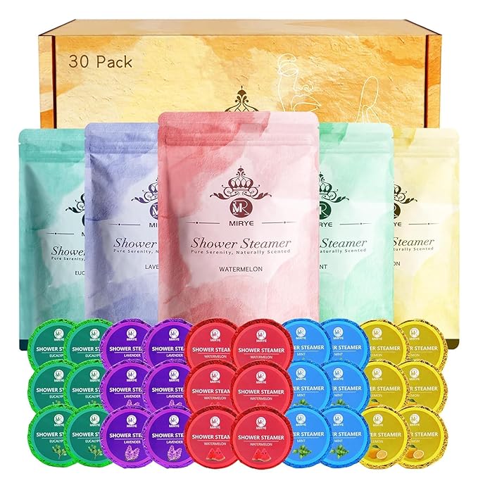 Shower Steamers Aromatherapy, 30-Pack Shower Steamer for Women Men, Shower Bombs with Essential Oils Stress Relief and Self Care, Birthday Gift for Mom, Dad, Wife, Daughter, Son, Friends