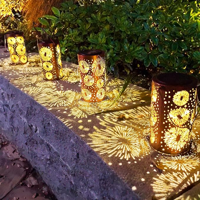 Christmas Gifts for Women, Fireworks Birthday Gifts for Women Mom Grandma Solar Lanterns Outdoor Waterproof Garden Decor Hanging LED Decorative Light for Patio Yard Lawn Front Porch Gardening Gifts