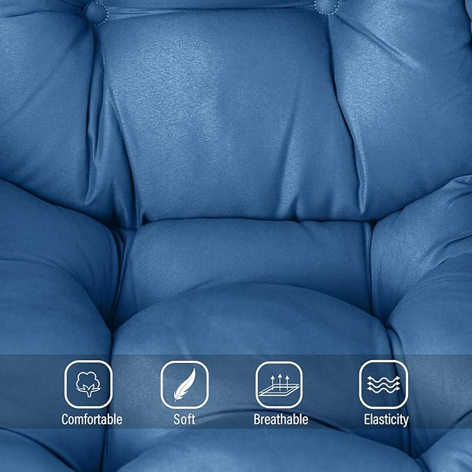 Welnow Lazy Chair with Ottoman, Modern Lounge Accent Chair with Armrests and a Side Pocket, Leisure Sofa Armchair, Reading Armchair with Footrest for Small Space, Royal Blue