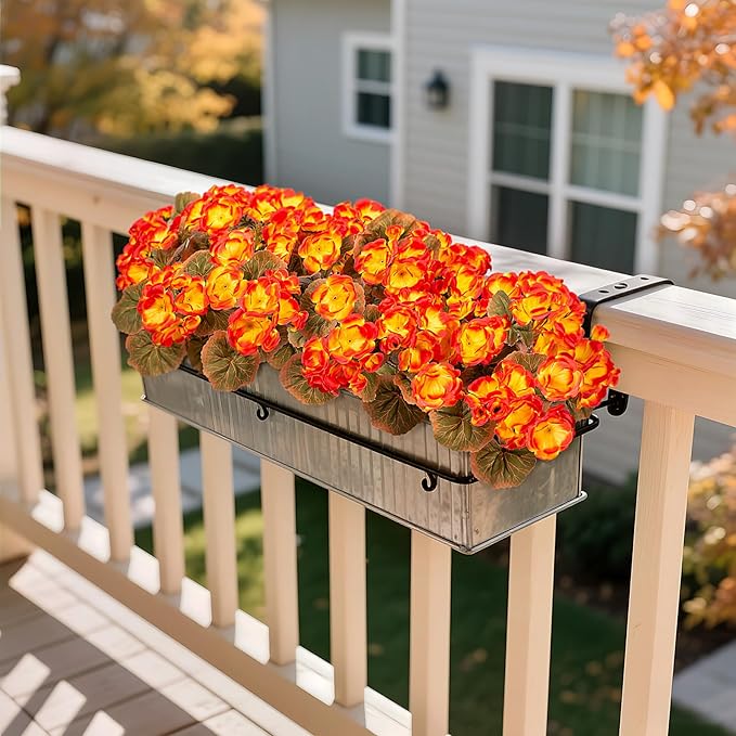 Fake Fall Flowers Artificial for Outdoors Decoration, 6 Bundles Faux Geranium Silk Flower Outside UV Resistant No Fade Artificial Floral for Home Garden Balcony Indoor Table Centerpieces Decor