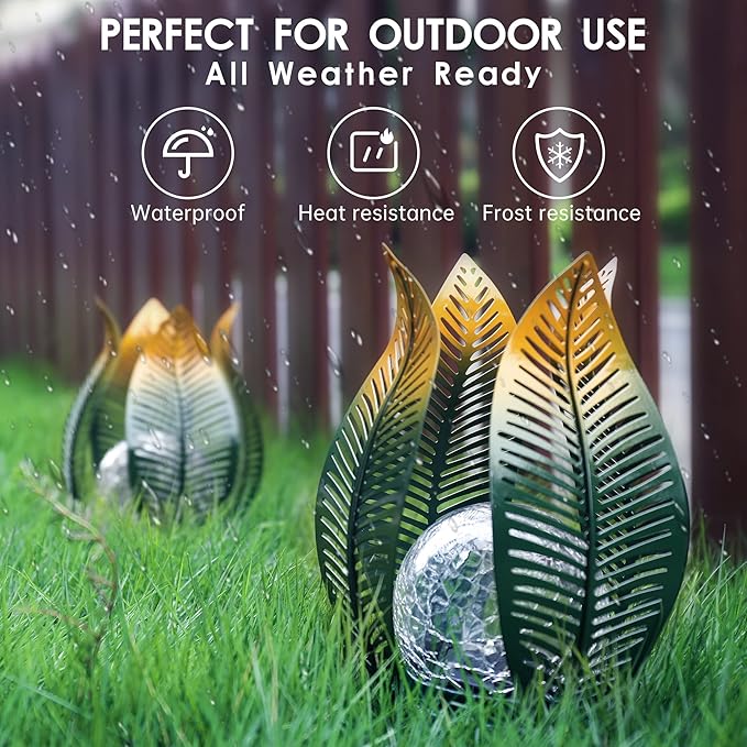 Solar Garden Lights Outdoor Decorations Garden Decor,Crackle Globe Glass,Gardening Gifts Waterproof Solar Lights for Outdoor Decor Patio,Lawn,Balcony,Porch,Yard Art