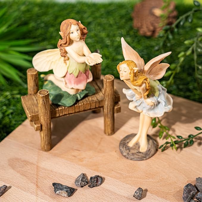 TZSSP 2 Pcs Garden Miniatures Fairies Mini Figurine Fairy Accessories Decor for DIY Kit Ornaments Micro Landscape Micro Landscape Terrarium Ornaments