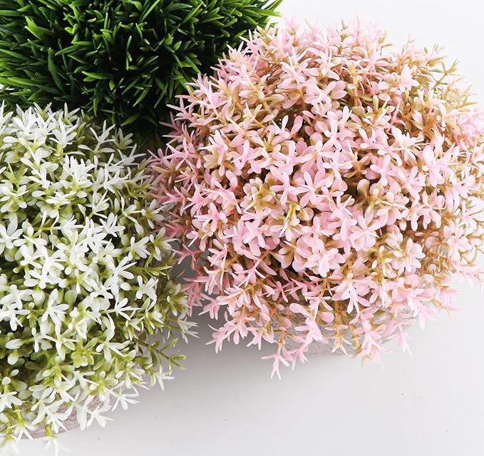 Lemonfilter Set of 4 Mini Potted Artificial Plants Plastic Eucalyptus Plants Faux Rosemary Plants for Home Garden Office Desk Shower Room Decoration